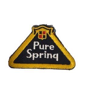 Vintage Pure Spring Triangular Embroidered Patch Yellow & Black 2.5" Collectible
